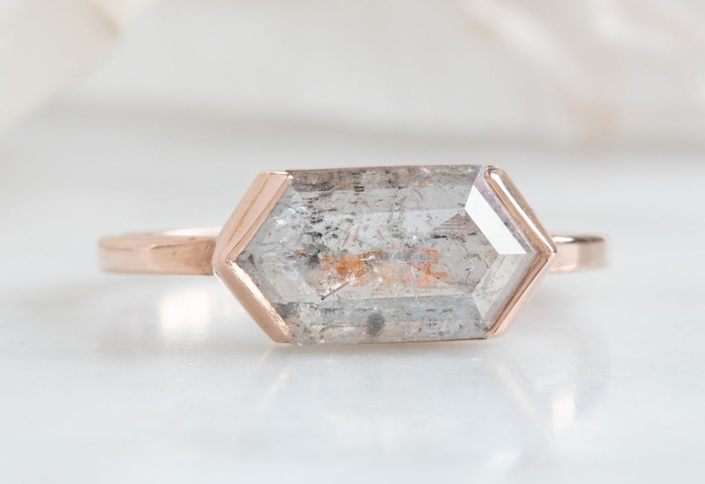 Salt + Pepper Hexagon Diamond Engagement Ring