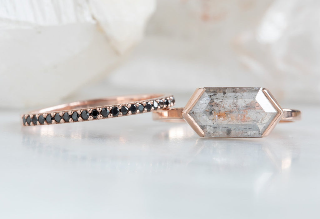 Salt + Pepper Hexagon Diamond Engagement Ring