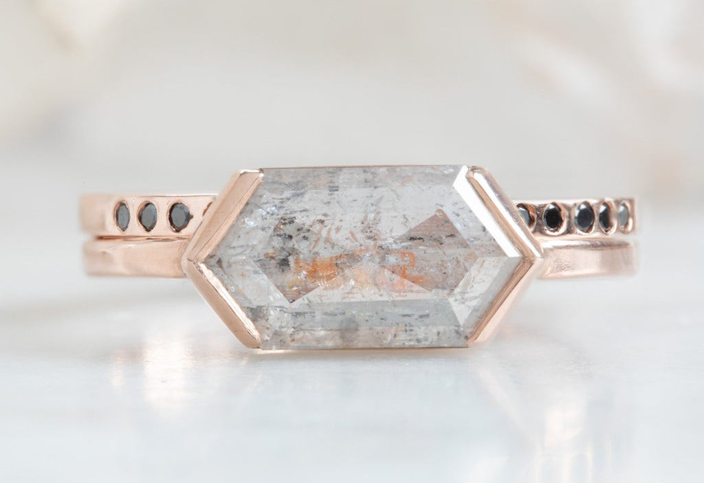 Salt + Pepper Hexagon Diamond Engagement Ring
