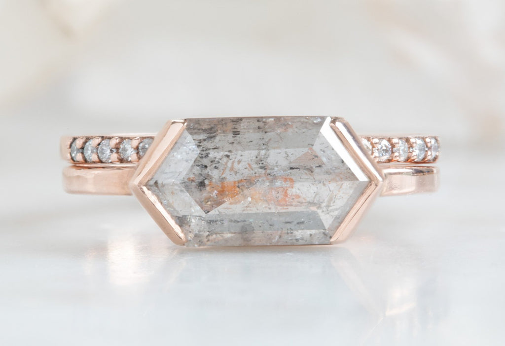 Salt + Pepper Hexagon Diamond Engagement Ring