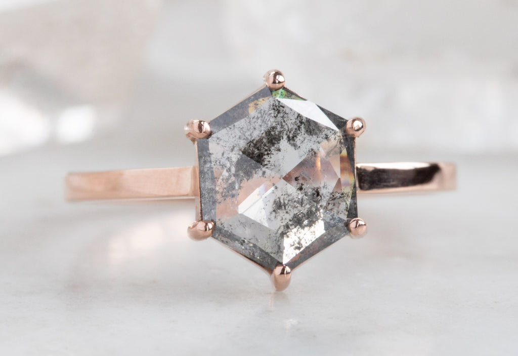 Salt + Pepper Hexagon Diamond Engagement Ring