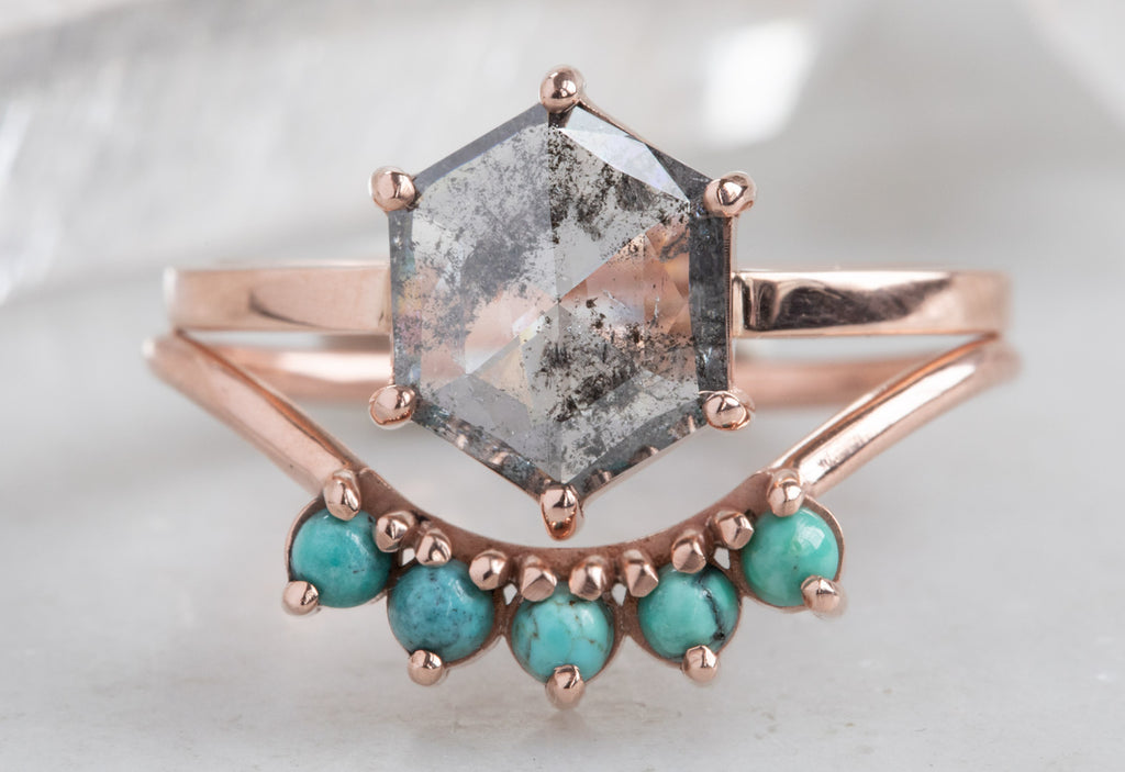 Salt + Pepper Hexagon Diamond Engagement Ring