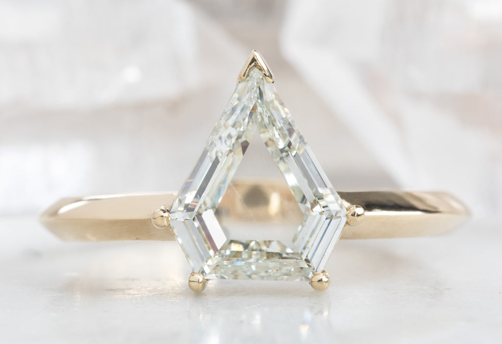 Shield Cut Champagne Diamond Engagement Ring with Knife Edge Band