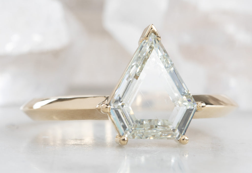 Shield Cut Champagne Diamond Engagement Ring with Knife Edge Band
