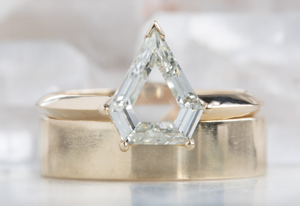Shield Cut Champagne Diamond Engagement Ring with Knife Edge Band