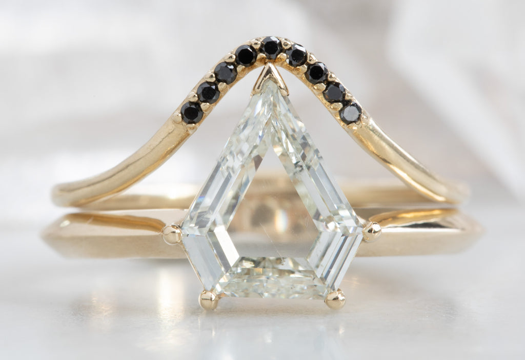 Shield Cut Champagne Diamond Engagement Ring with Knife Edge Band