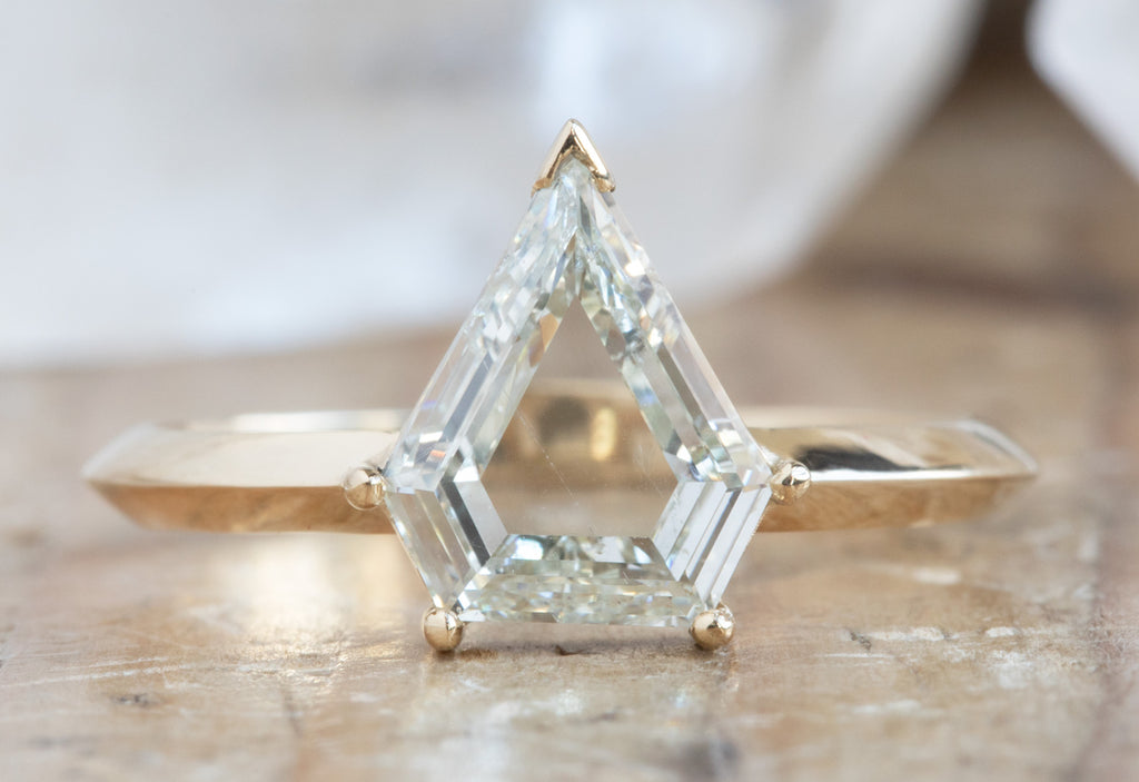 Shield Cut Champagne Diamond Engagement Ring with Knife Edge Band