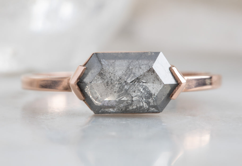 Salt + Pepper Hexagon Diamond Engagement Ring