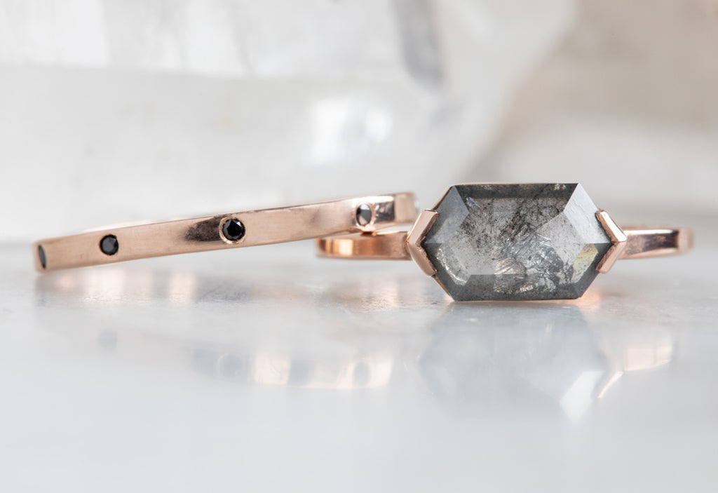 Salt + Pepper Hexagon Diamond Engagement Ring