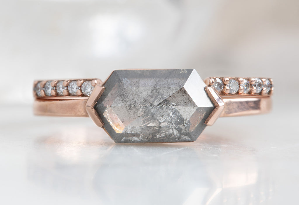 Salt + Pepper Hexagon Diamond Engagement Ring
