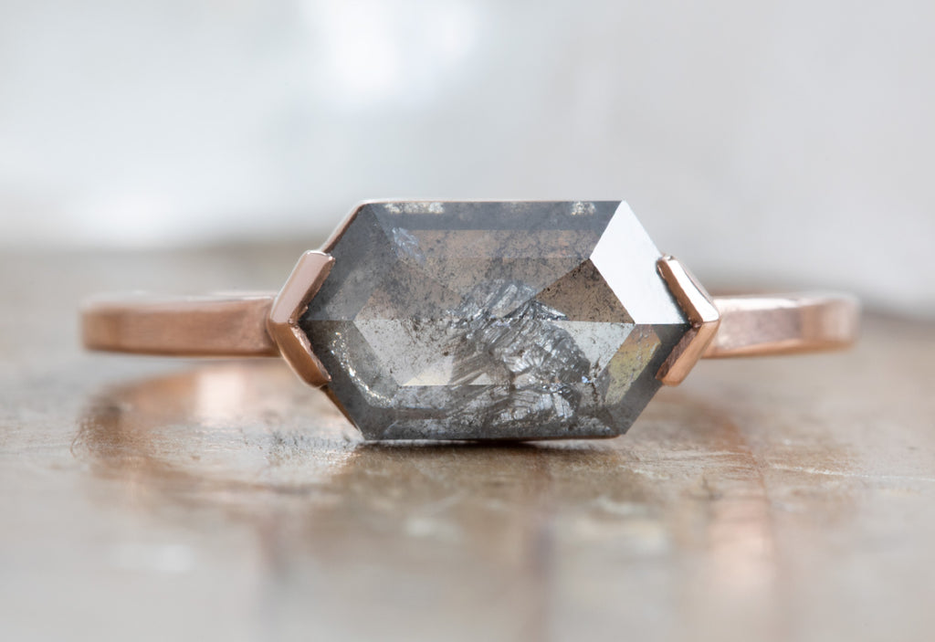 Salt + Pepper Hexagon Diamond Engagement Ring