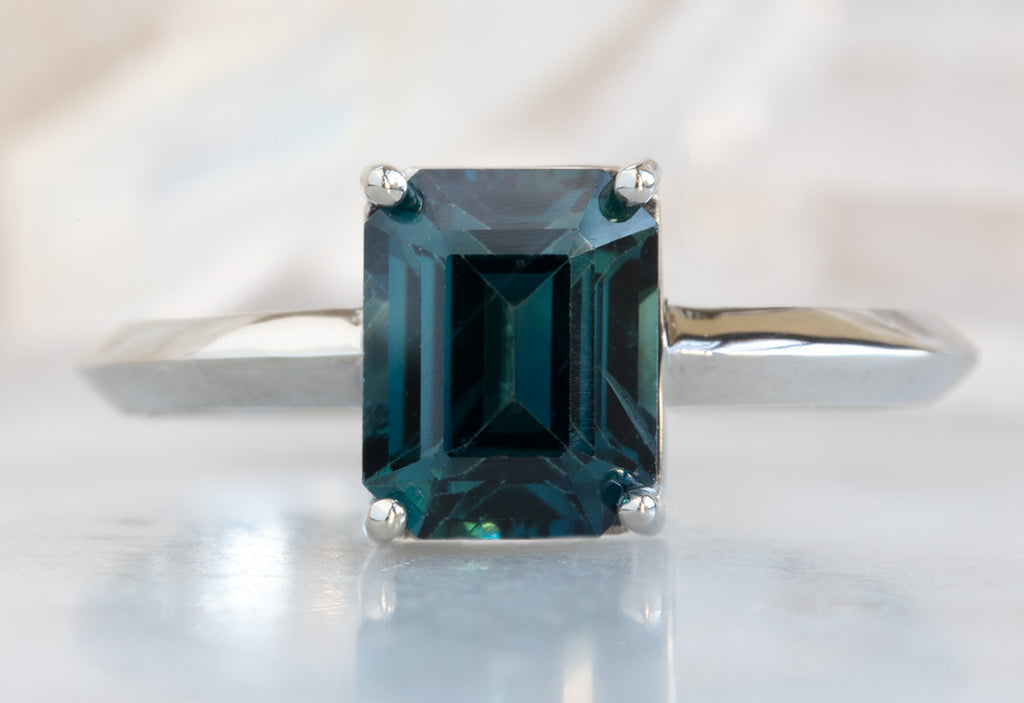 Emerald Cut Sapphire Engagement Ring with Knife Edge Band