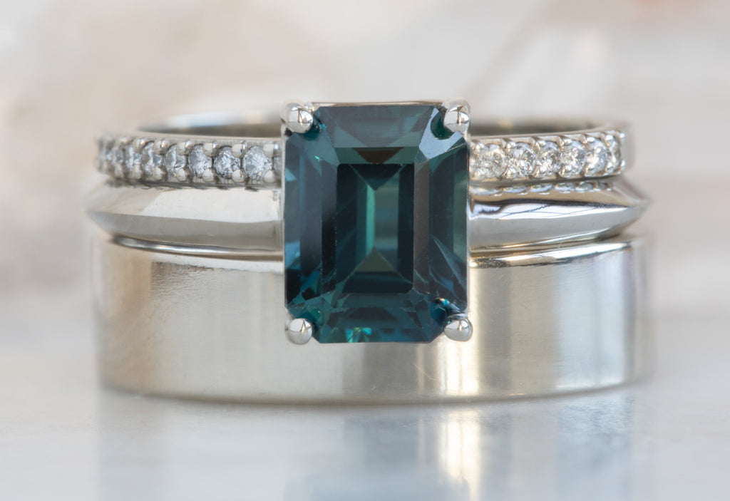 Emerald Cut Sapphire Engagement Ring with Knife Edge Band