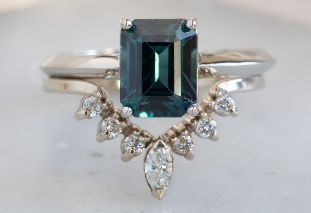 Emerald Cut Sapphire Engagement Ring with Knife Edge Band