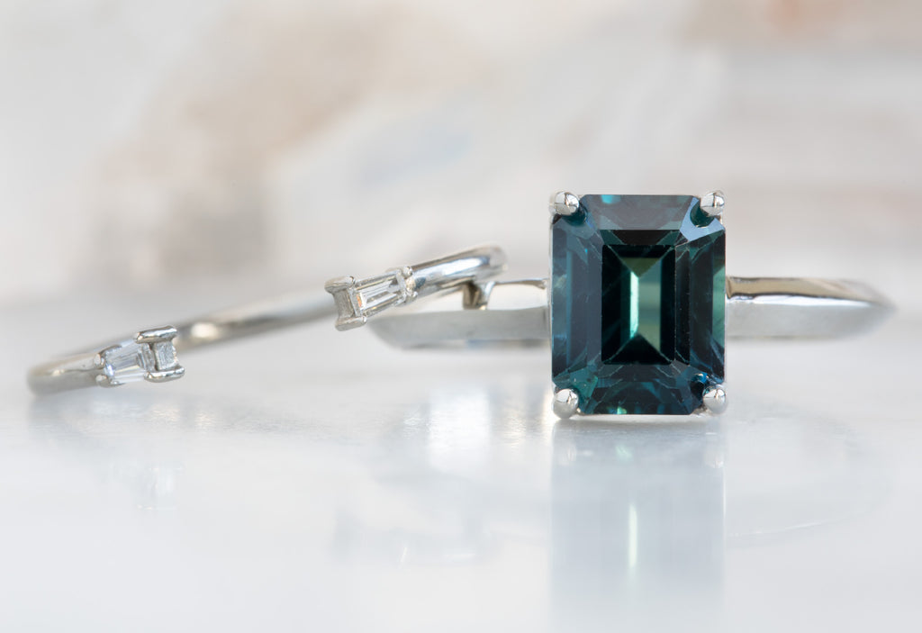 Emerald Cut Sapphire Engagement Ring with Knife Edge Band