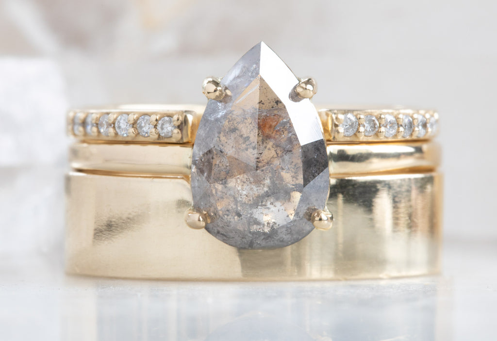Rose Cut Salt + Pepper Diamond Engagement Ring