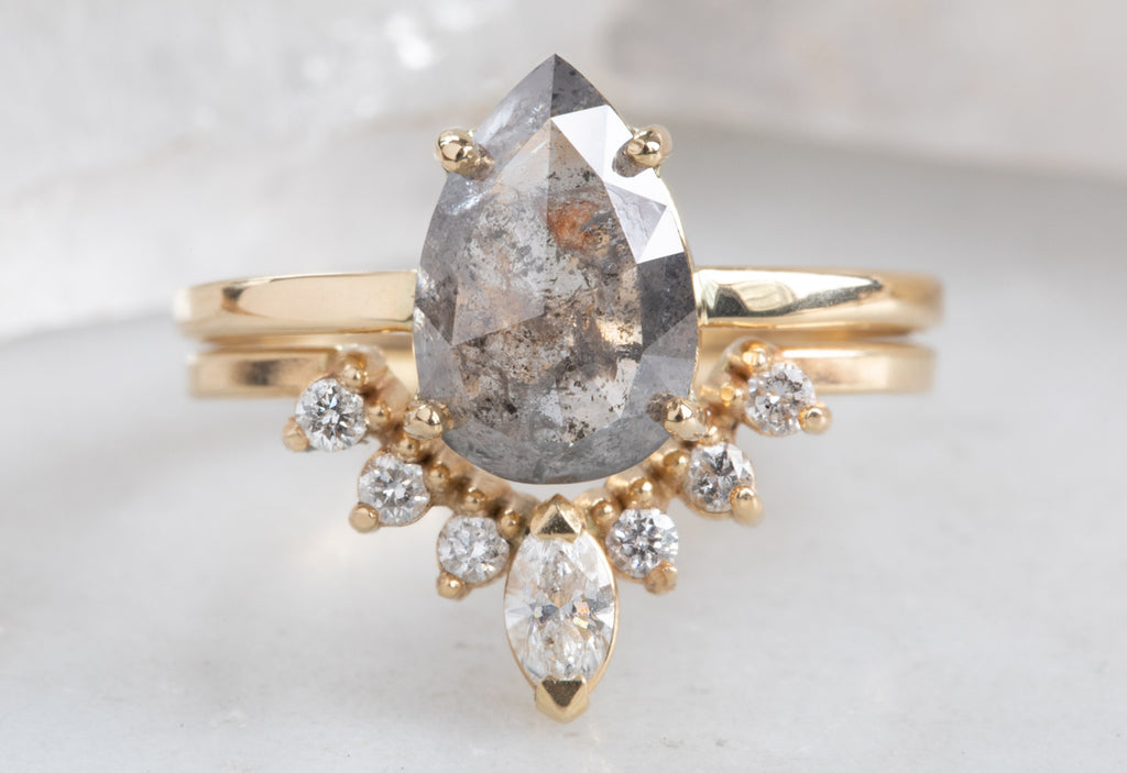 Rose Cut Salt + Pepper Diamond Engagement Ring