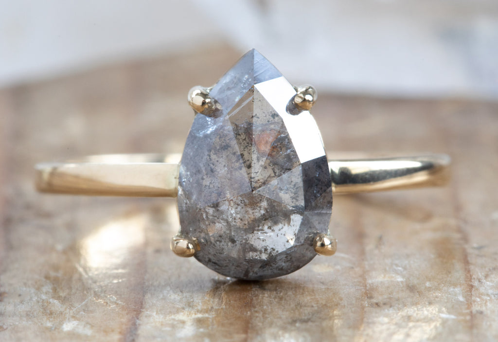 Rose Cut Salt + Pepper Diamond Engagement Ring