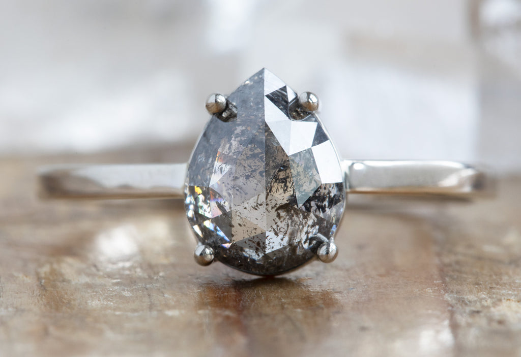 Rose Cut Salt + Pepper Diamond Engagement Ring