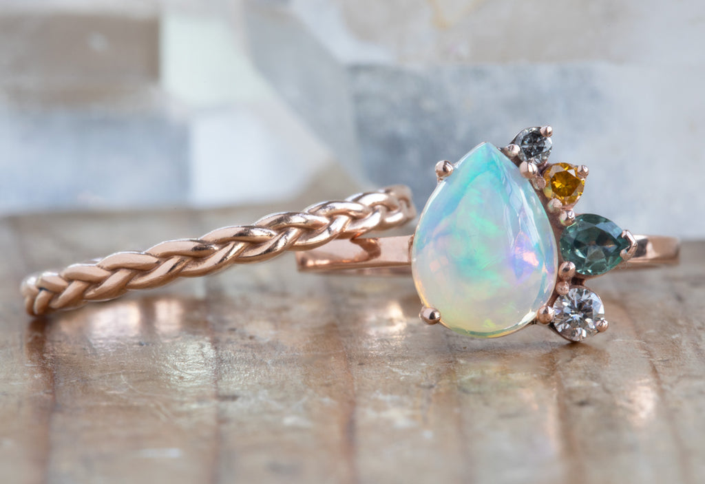 Opal + Gemstone Cluster Engagement Ring