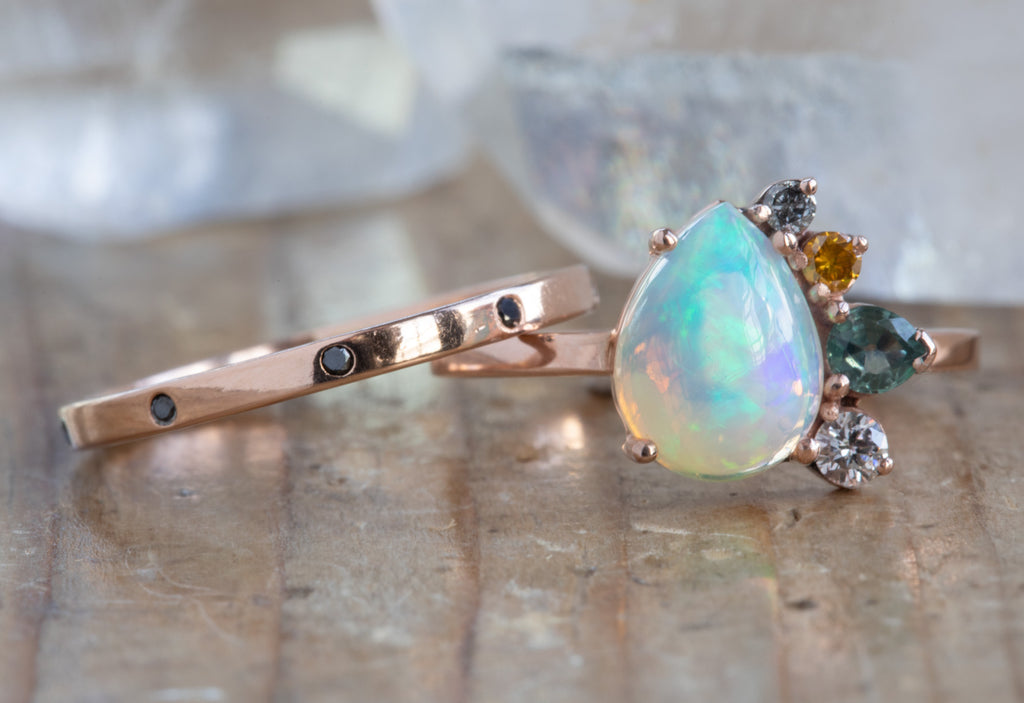 Opal + Gemstone Cluster Engagement Ring