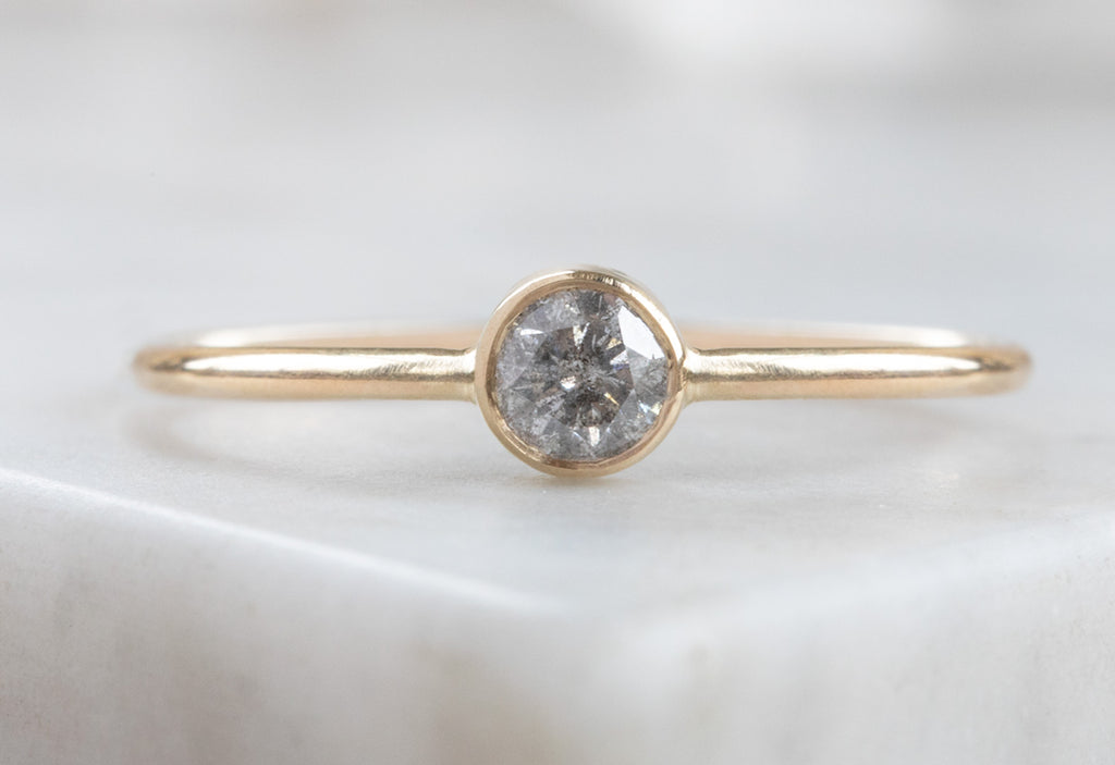 Round Salt + Pepper Diamond Stacking Ring