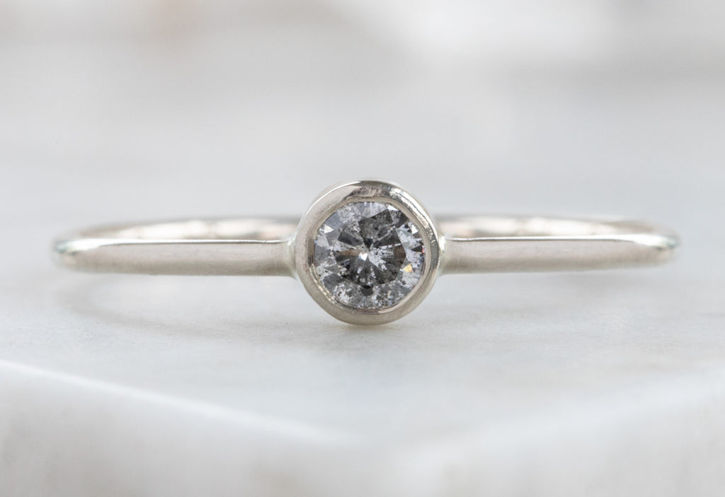 Round Salt + Pepper Diamond Stacking Ring