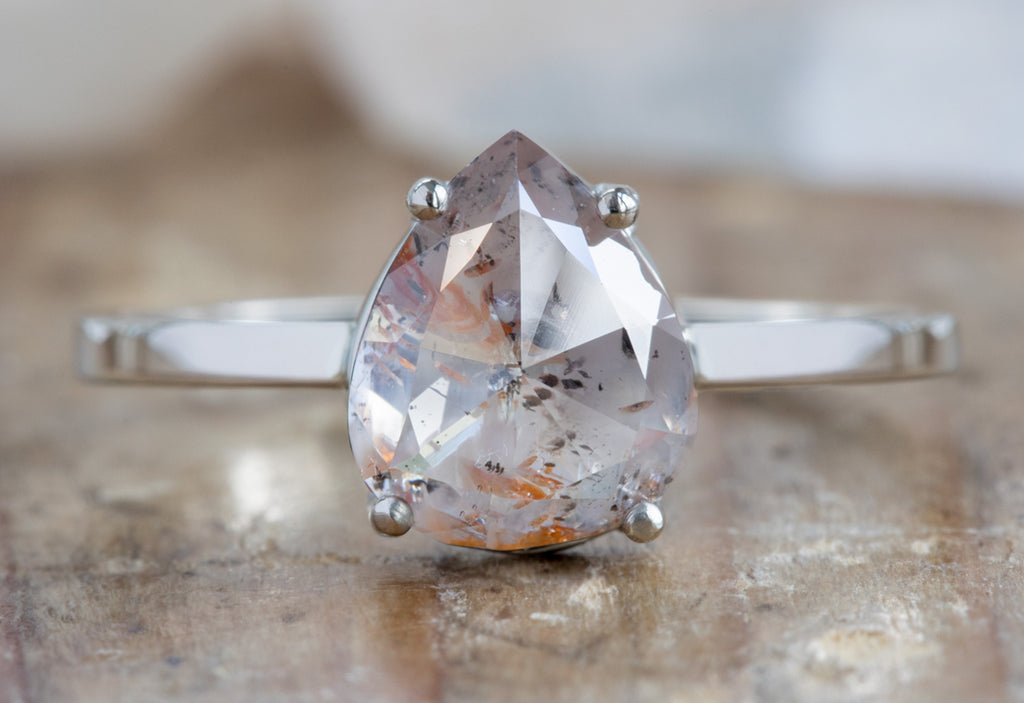 One Of A Kind Rose Cut Opalescent Diamond Engagement Ring