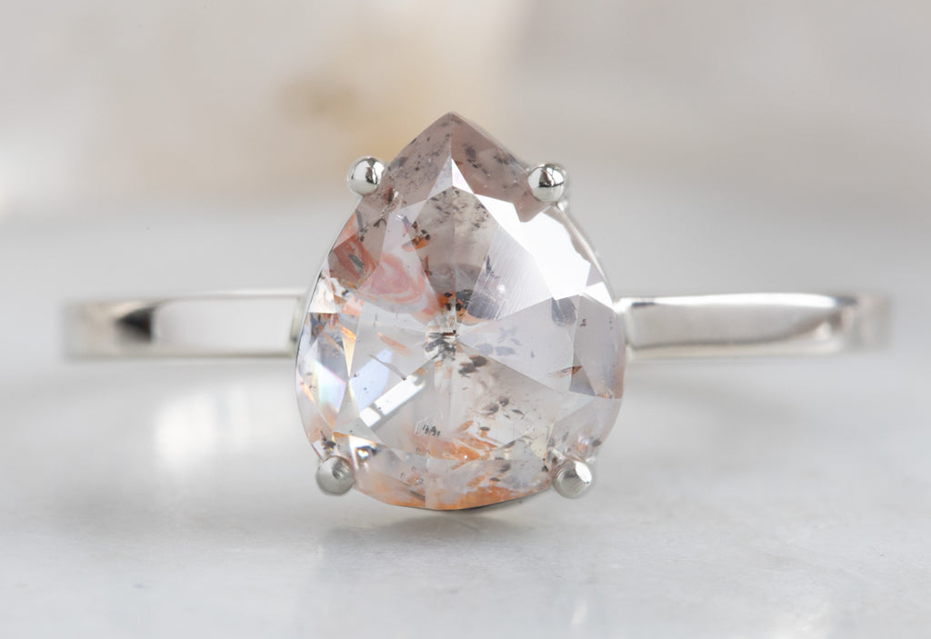 One Of A Kind Rose Cut Opalescent Diamond Engagement Ring