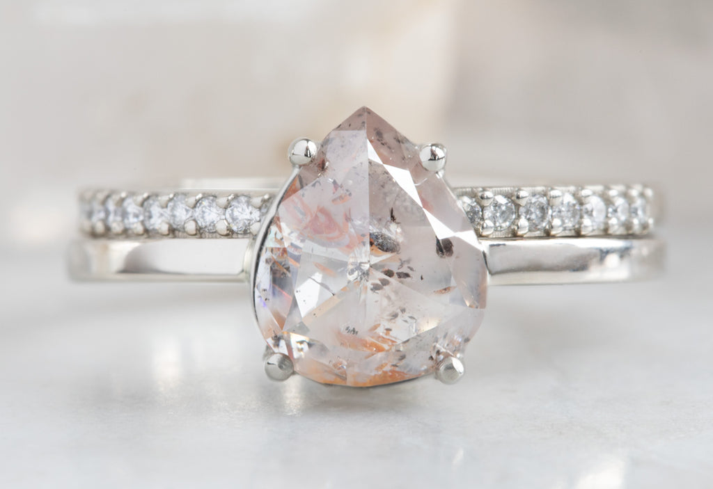 One Of A Kind Rose Cut Opalescent Diamond Engagement Ring