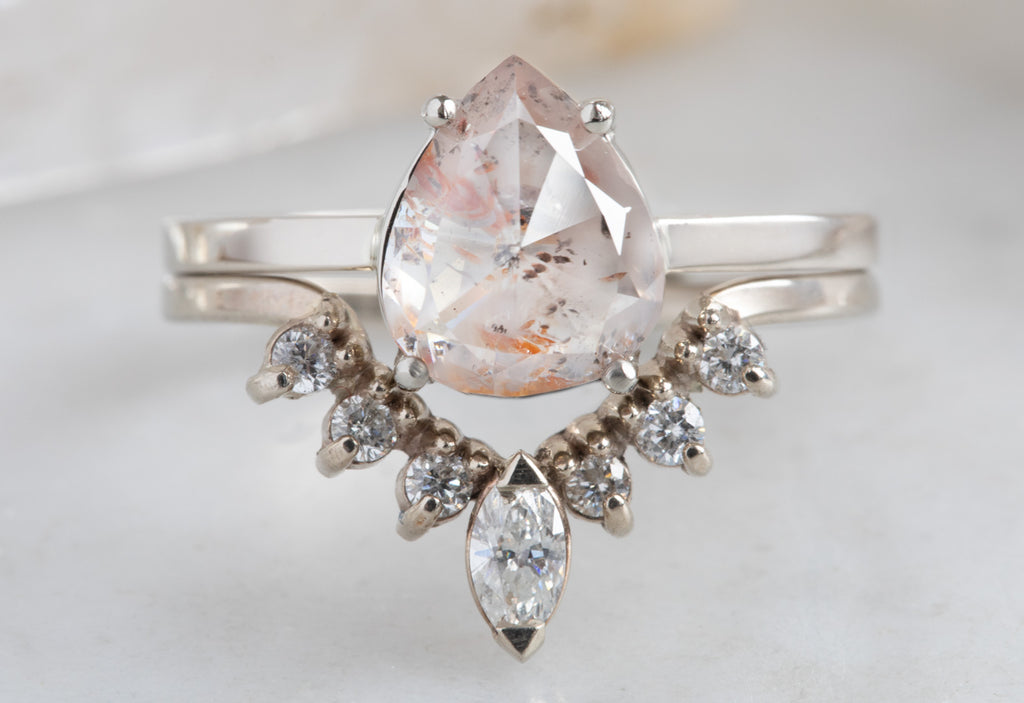 One Of A Kind Rose Cut Opalescent Diamond Engagement Ring