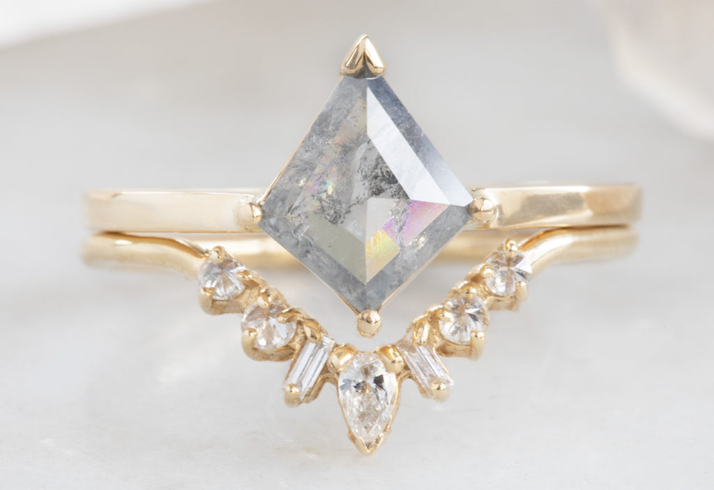 Kite-Shaped Opalescent Grey Diamond Engagement Ring