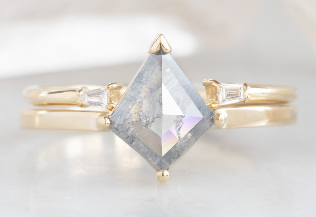 Kite-Shaped Opalescent Grey Diamond Engagement Ring
