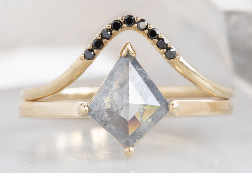Kite-Shaped Opalescent Grey Diamond Engagement Ring