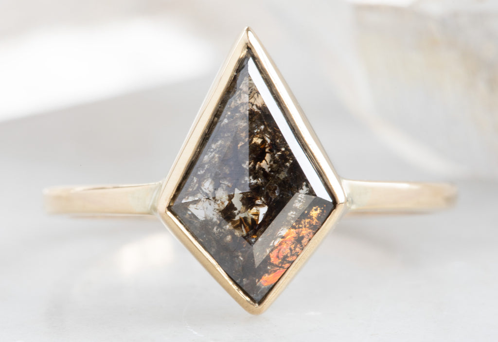 Kite-Shaped Black Diamond Engagement Ring