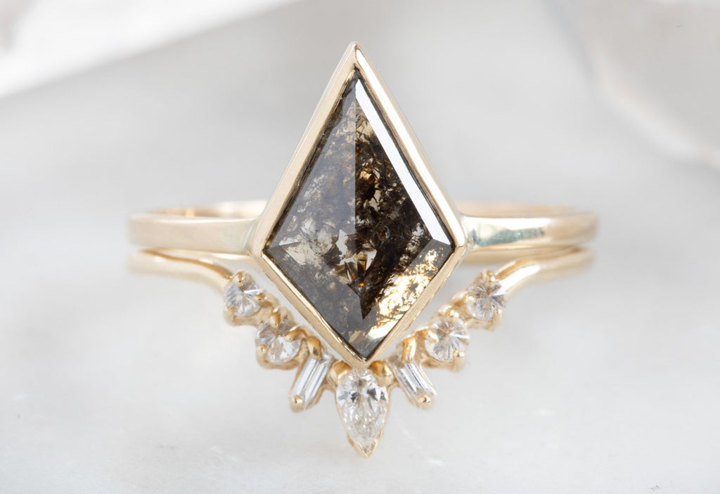 Kite-Shaped Black Diamond Engagement Ring