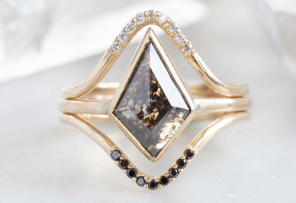 Kite-Shaped Black Diamond Engagement Ring