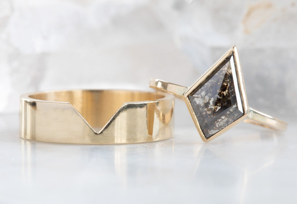 Kite-Shaped Black Diamond Engagement Ring