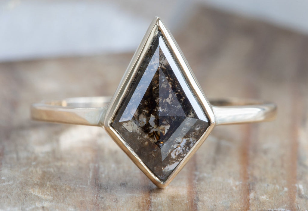 Kite-Shaped Black Diamond Engagement Ring