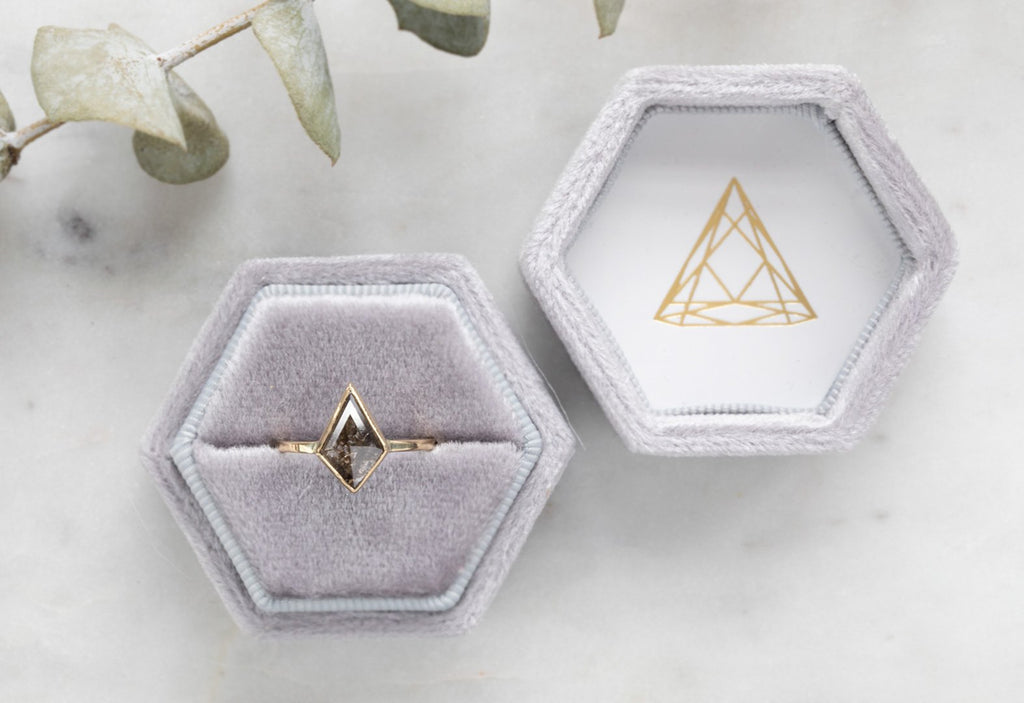 Kite-Shaped Black Diamond Engagement Ring