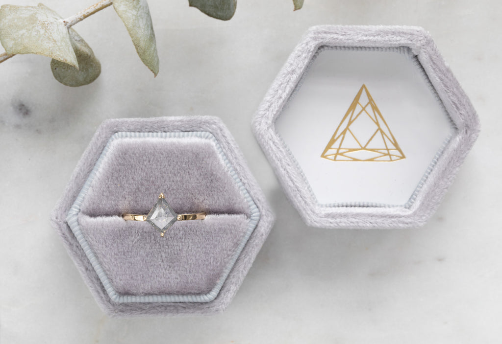 Kite-Shaped Opalescent Grey Diamond Engagement Ring