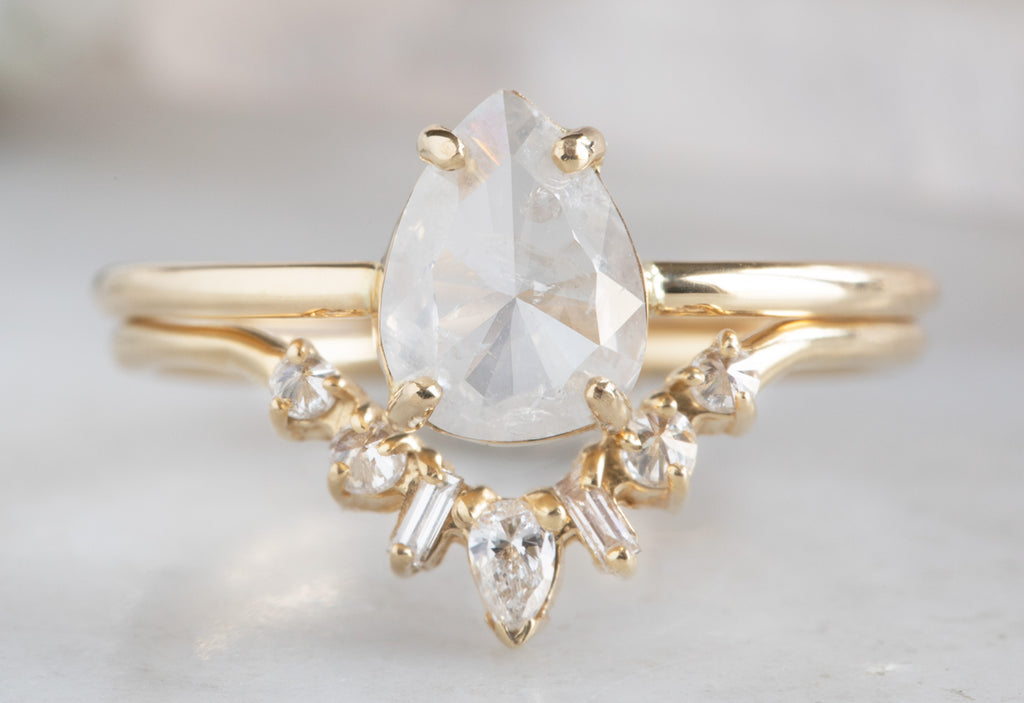 One Of A Kind Rose Cut Silvery-Grey Engagement Ring