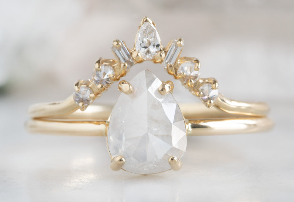 One Of A Kind Rose Cut Silvery-Grey Engagement Ring