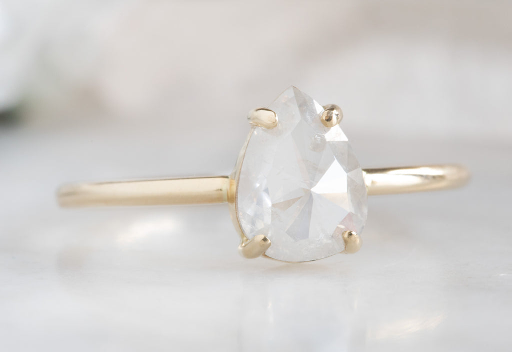 One Of A Kind Rose Cut Silvery-Grey Engagement Ring