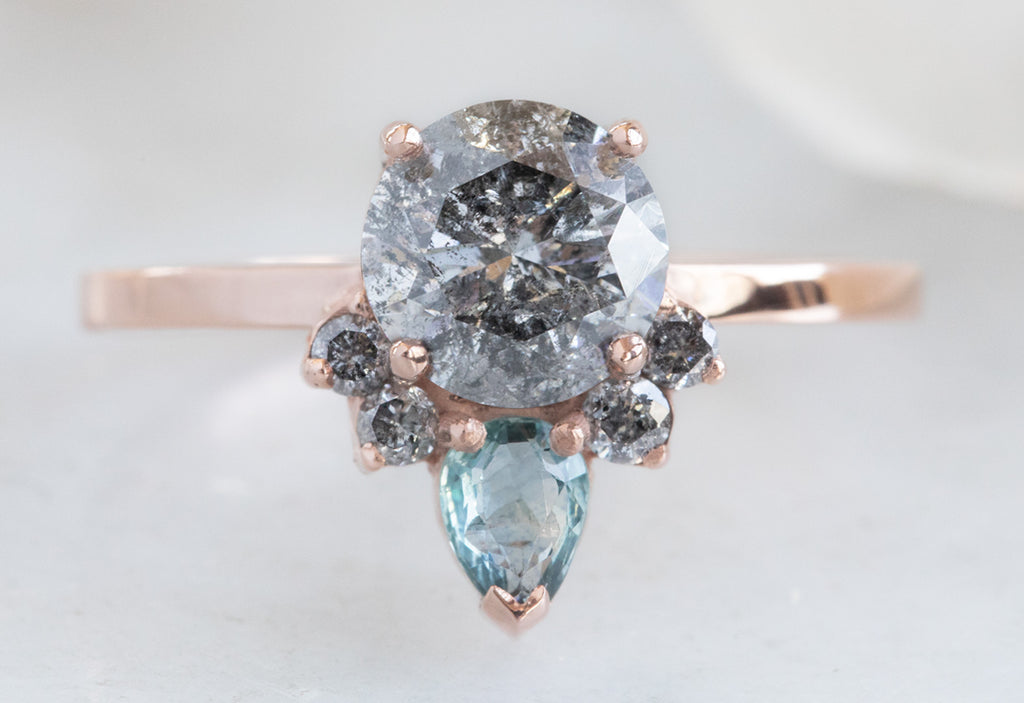 The Aster Ring with a Salt & Pepper Round-Cut Diamond