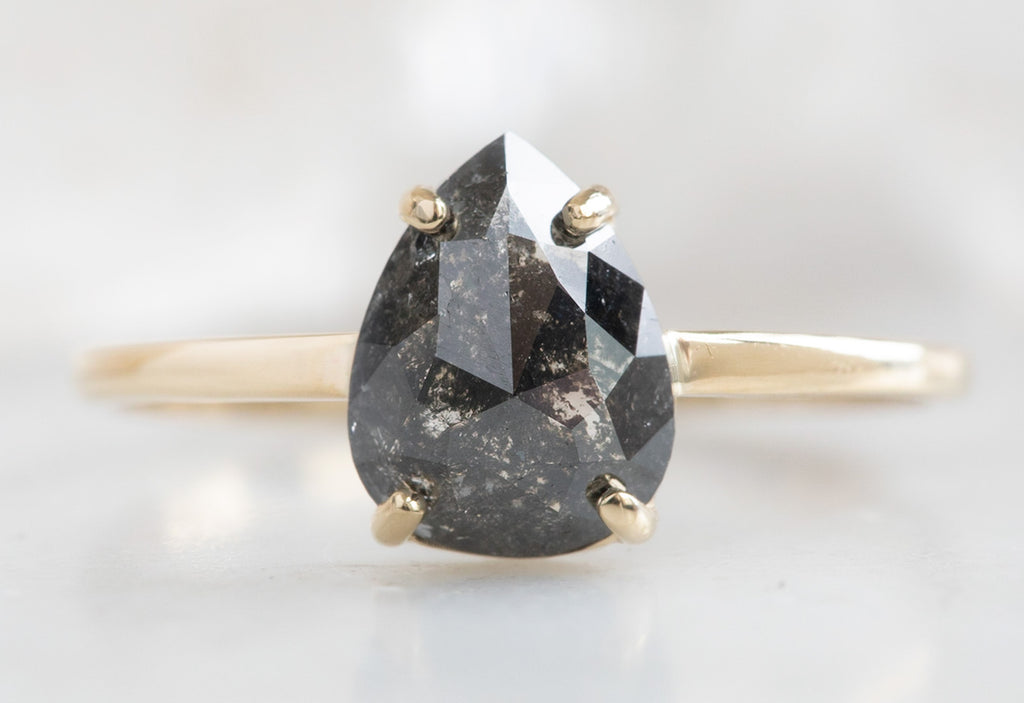 One Of A Kind Rose Cut Black Diamond Engagement Ring