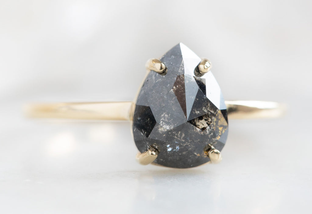 One Of A Kind Rose Cut Black Diamond Engagement Ring