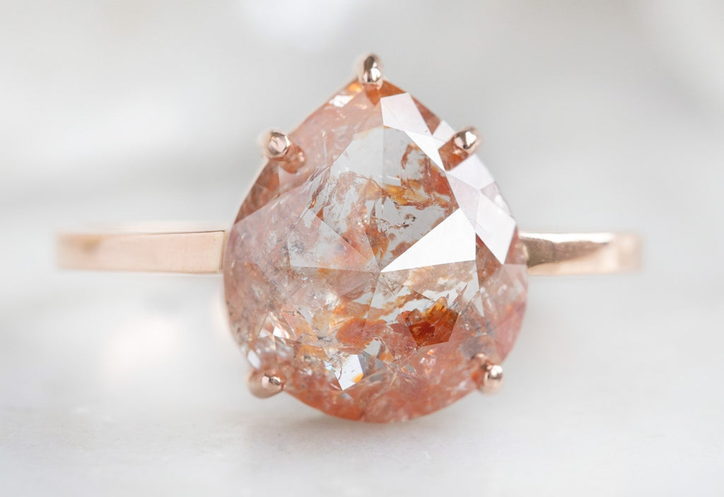 One Of A Kind Large Rose Cut Red Diamond Engagement Ring