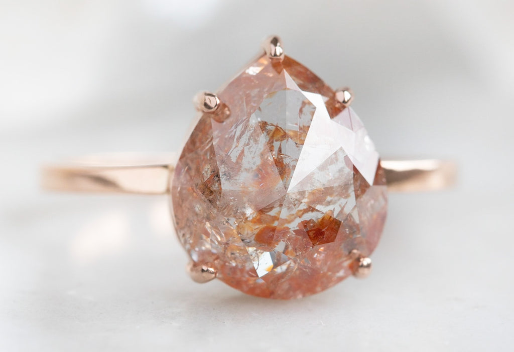 One Of A Kind Large Rose Cut Red Diamond Engagement Ring