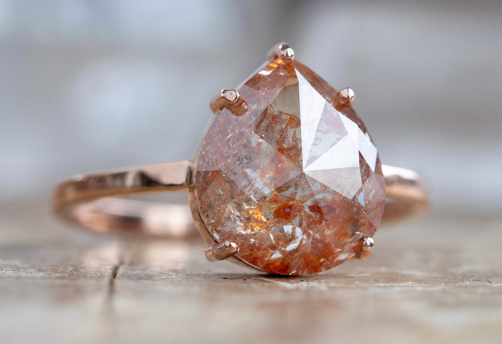 One Of A Kind Large Rose Cut Red Diamond Engagement Ring